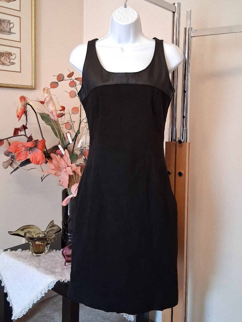 New Nousvous Luxury Black Cocktail Lined Midi Dress Unique Evening Dress 8